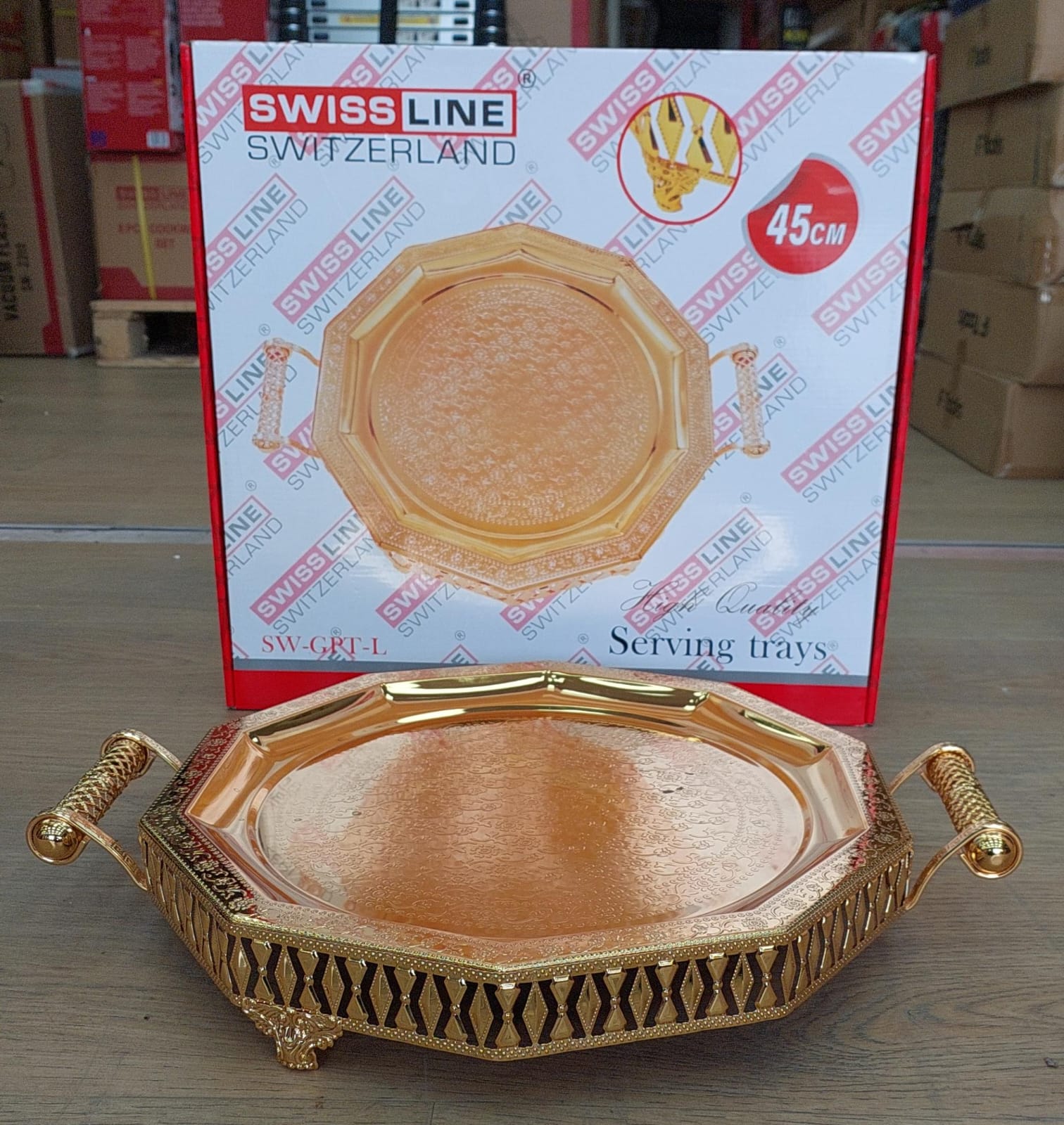 Plateau 45cm octogone Doré SL