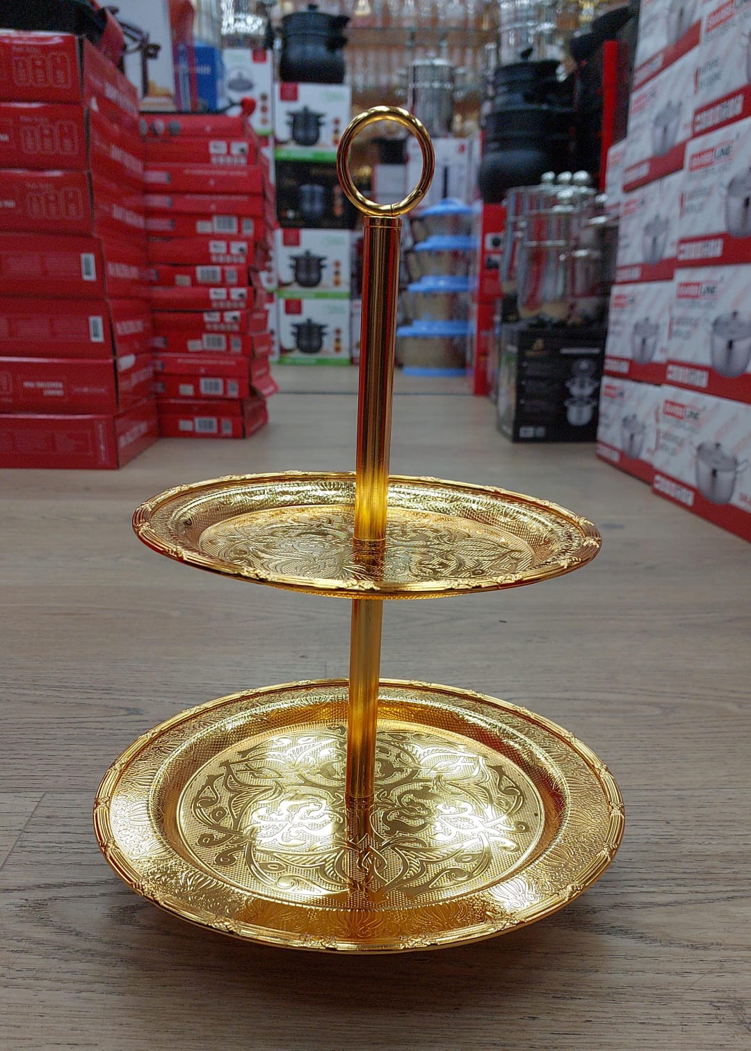 Présentoir 2 étages Doré DH