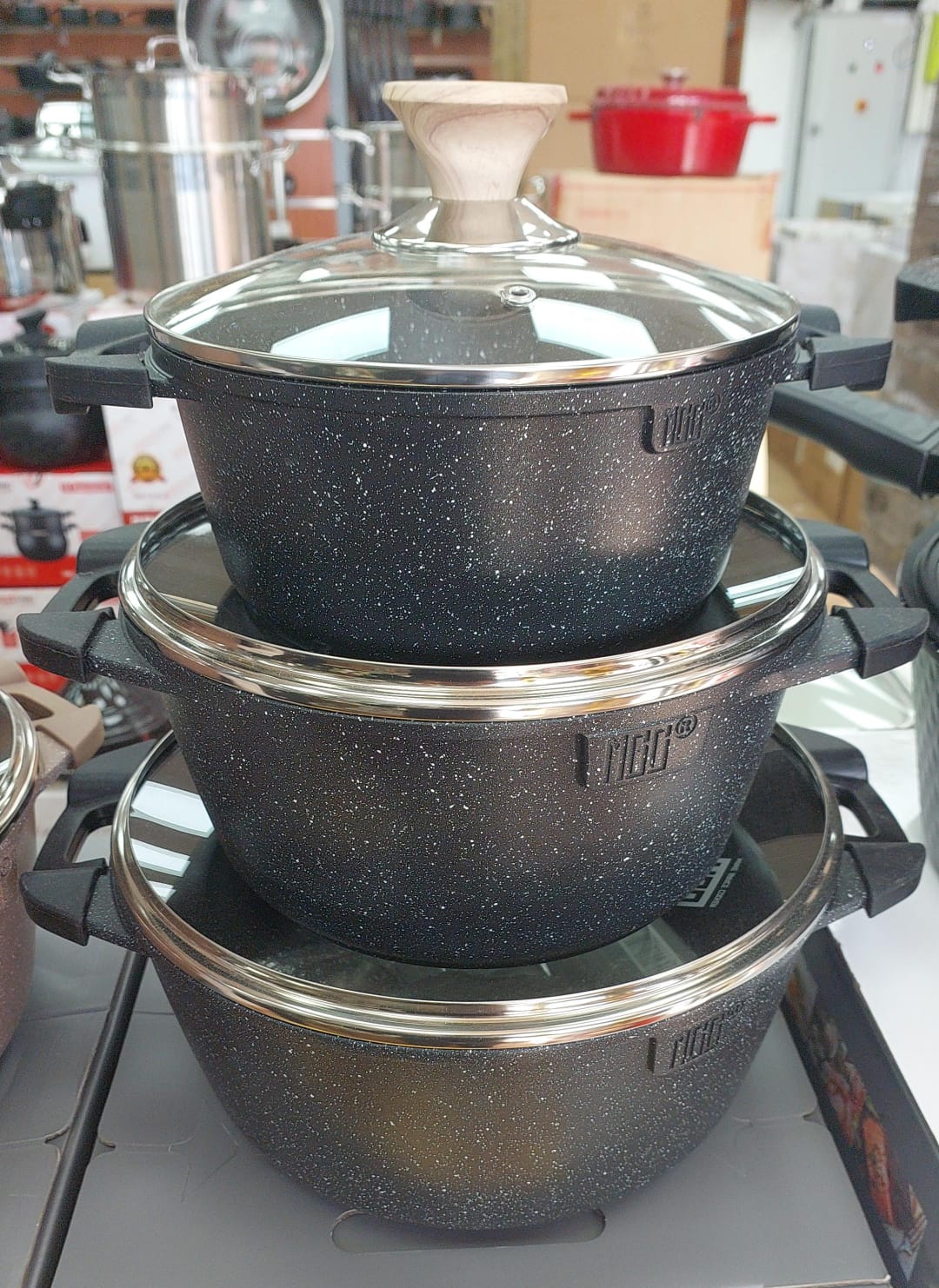 Faitout en céramique par 3 -20/24/28cm 2 coloris MGC