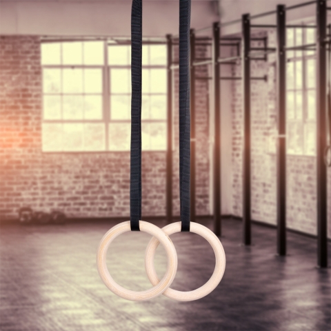 Mediniai gimnastikos žiedai su diržais inSPORTline CF927 (23 mm)