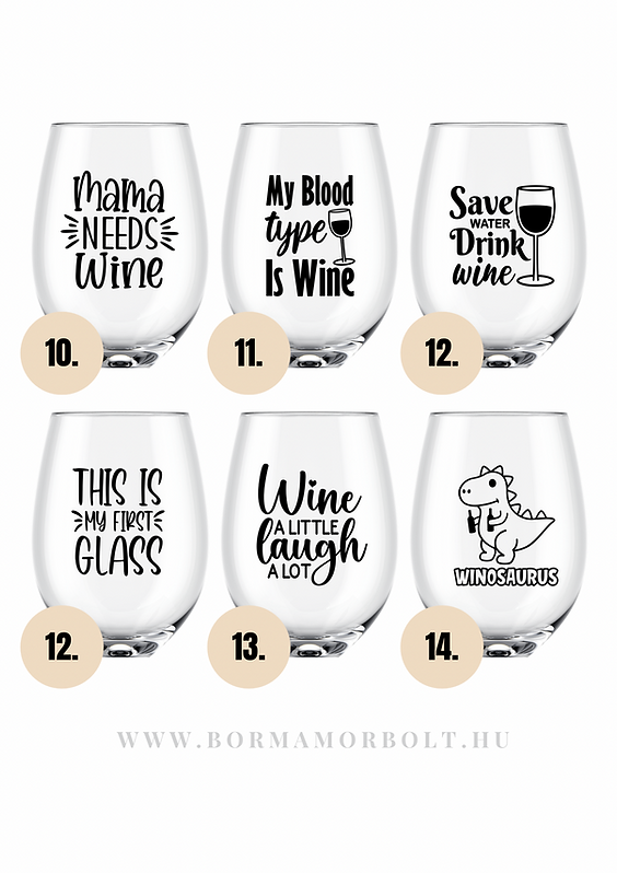 Öblös borospohár grafikával