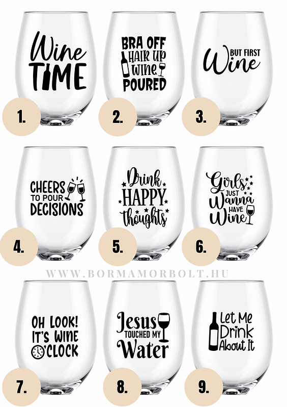 Öblös borospohár grafikával