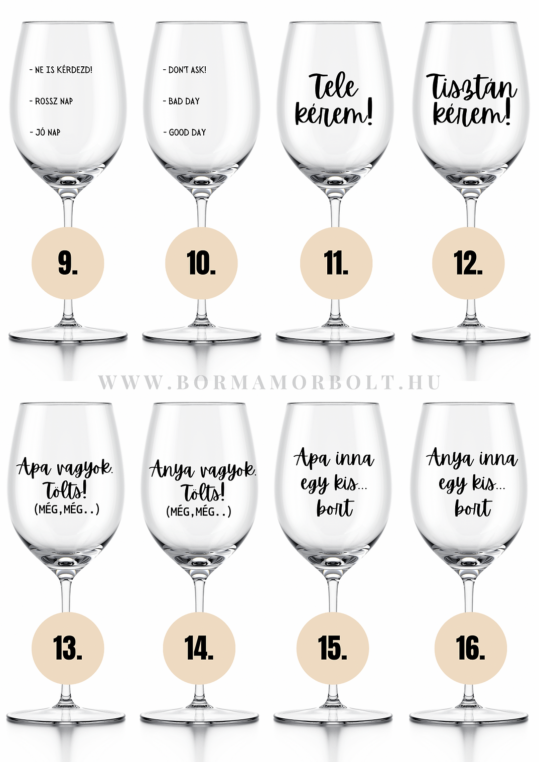 Borospohár választható felirattal