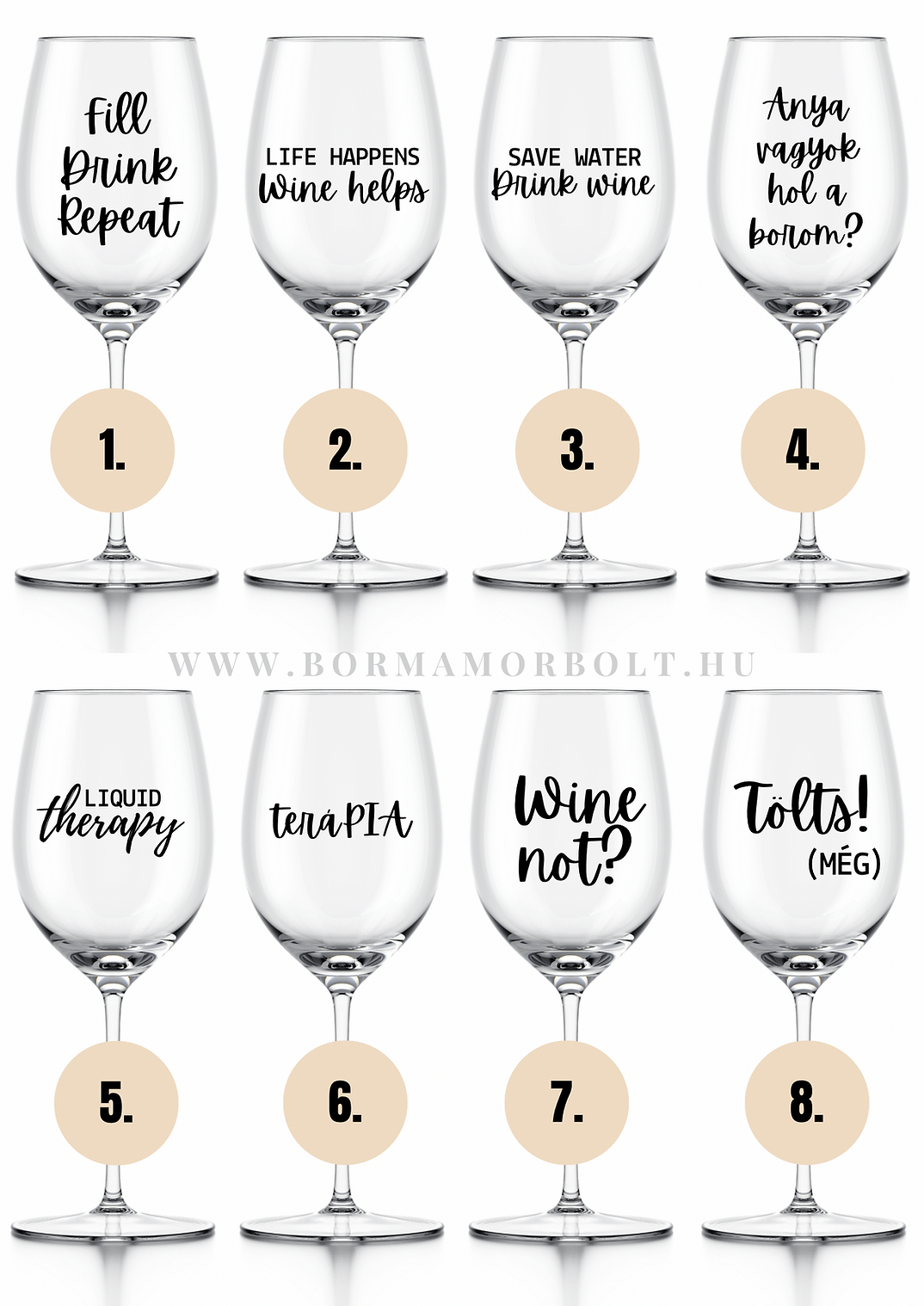 Borospohár választható felirattal
