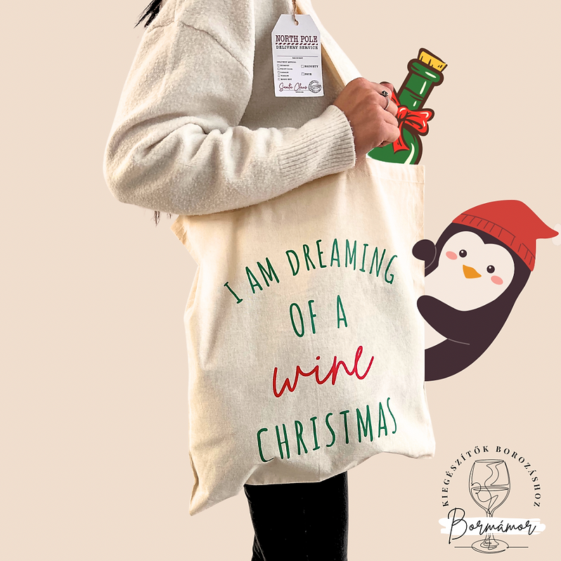 Karácsonyi vászontáska felirattal