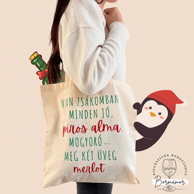 Karácsonyi vászontáska felirattal