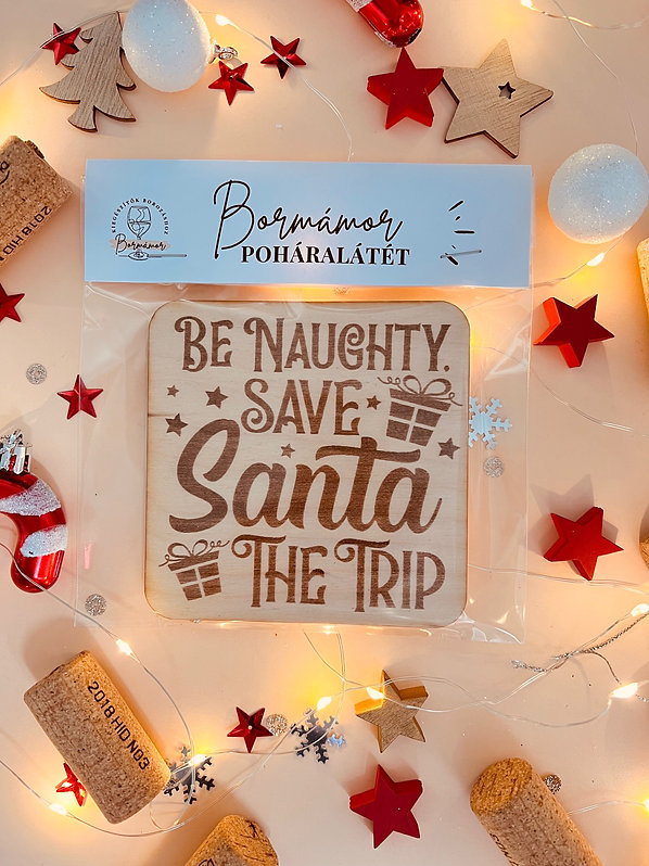 Karácsonyi gravírozott fa poháralátét