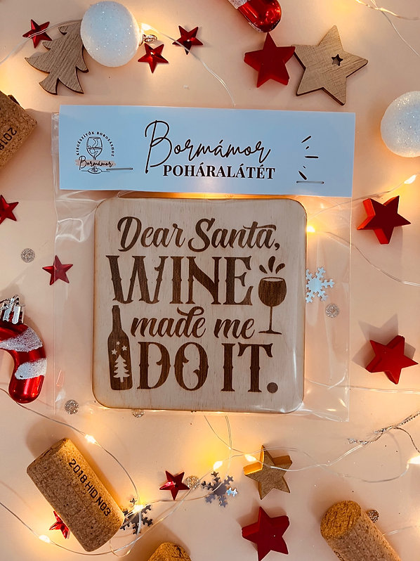 Karácsonyi gravírozott fa poháralátét