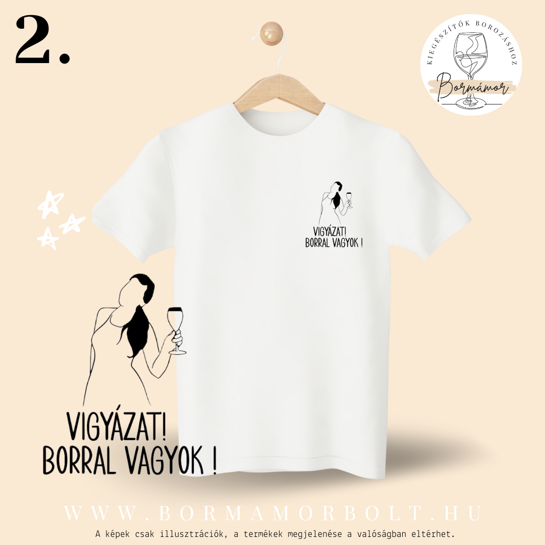 Női póló boros felirattal