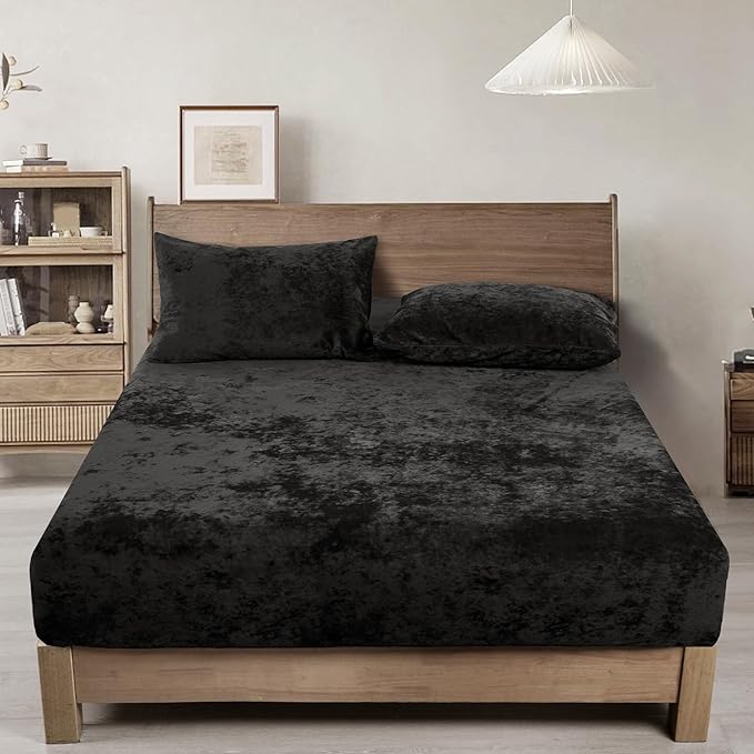 Black Velvet Bedspread Set