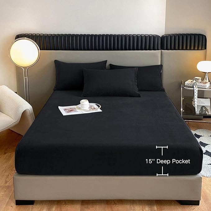 Black Deep Pocket Bed Sheet Set