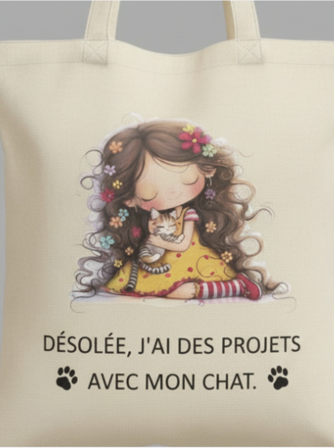 Sac totebag "Projets avec mon chat"