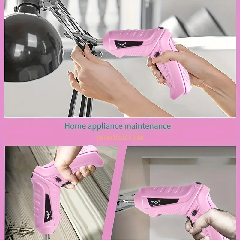 Cordless Pink Electric Screwdriver
