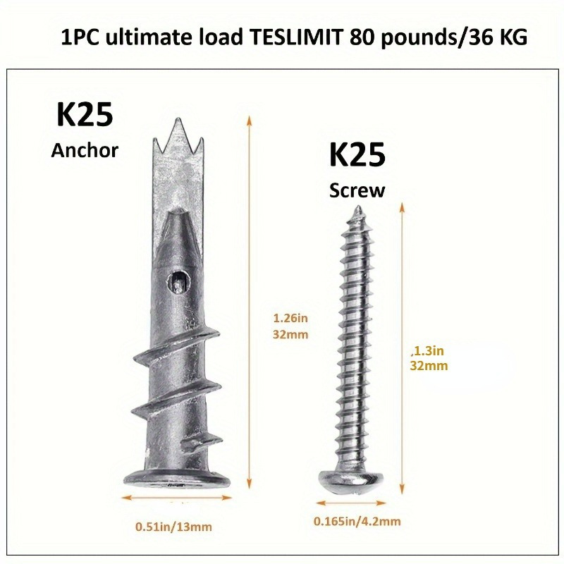 50pcs Zinc Anchor and Phillips Screws Set