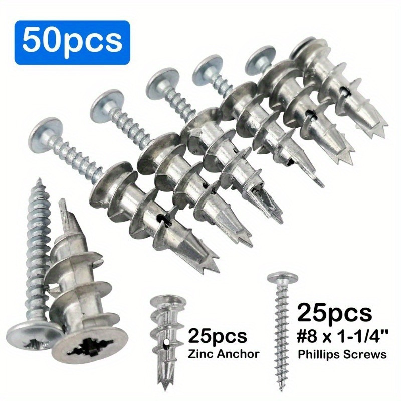 50pcs Zinc Anchor and Phillips Screws Set