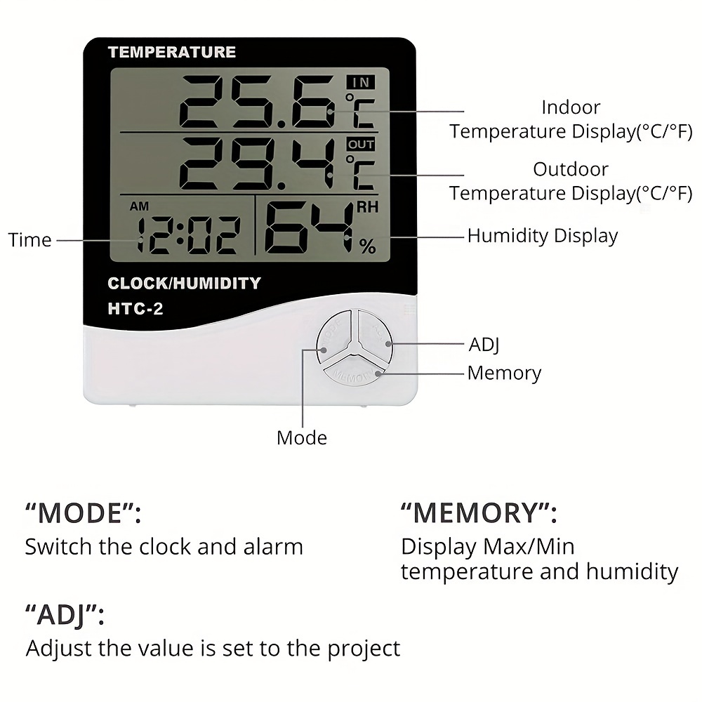 Digital Thermometer Hygrometer HTC-2