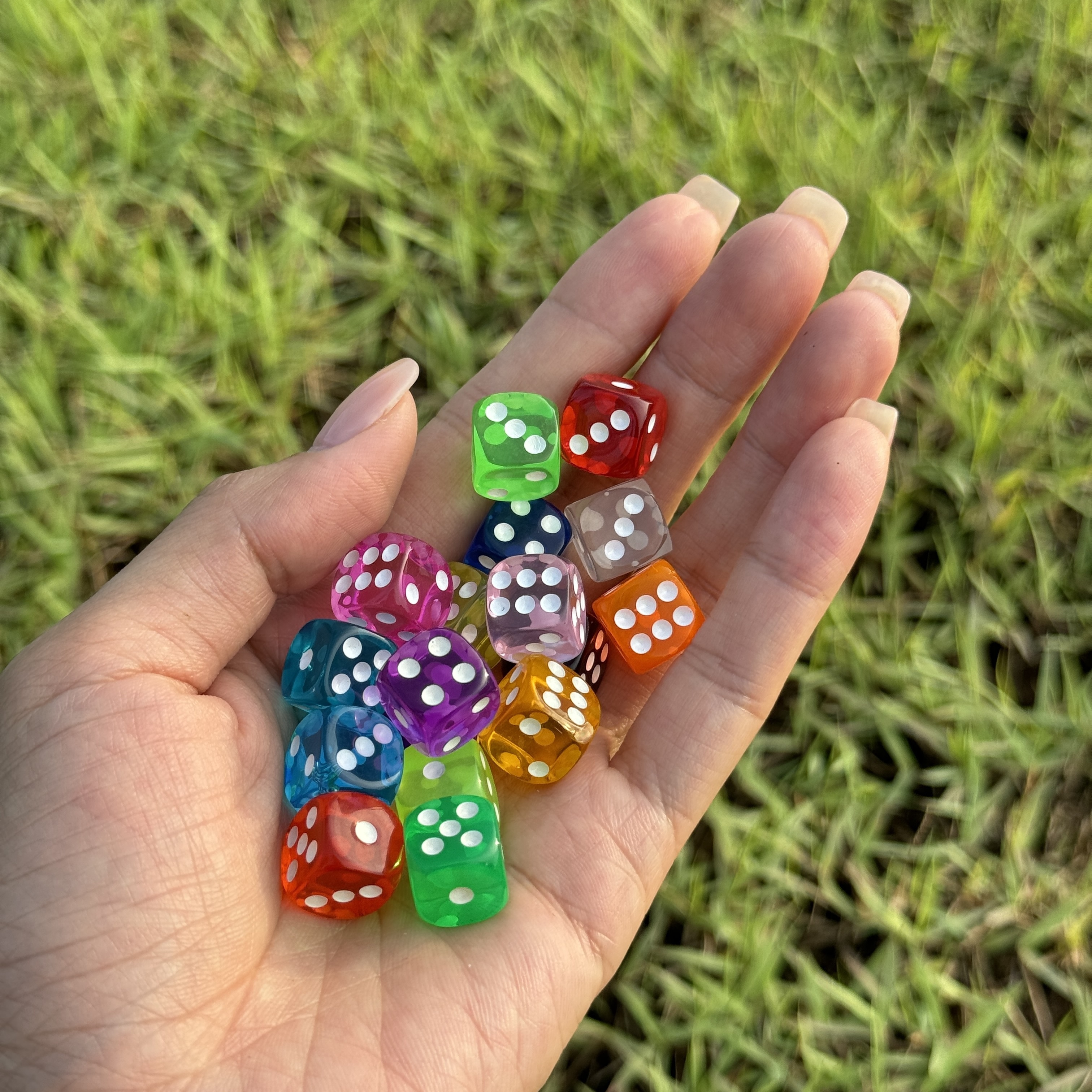 20pcs Transparent Candy-Colored Acrylic Dice Set – Multifunctional Polyhedral Dice for Party Favors & Action Games, Suitable for Ages 18 Months and Up