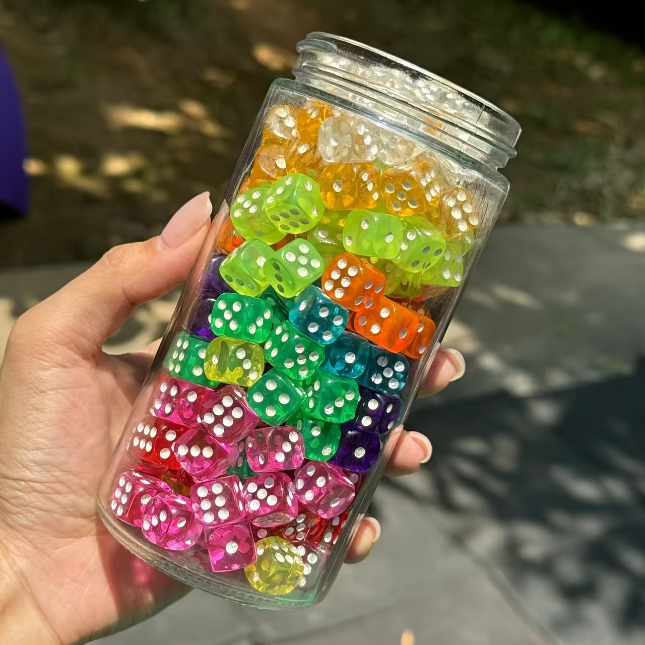 20pcs Transparent Candy-Colored Acrylic Dice Set – Multifunctional Polyhedral Dice for Party Favors & Action Games, Suitable for Ages 18 Months and Up