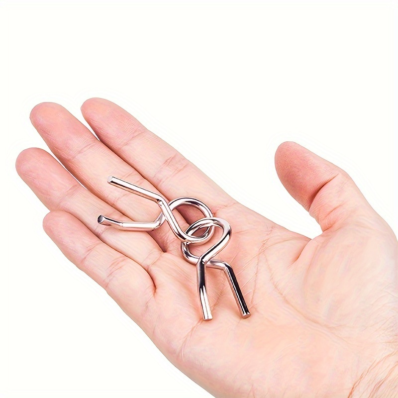 32pcs Metal Wire Puzzle Game Set – Iron Lock Chain Magic Toys for Brain Teasers & Leisure, Silvery Finish, Random Color Style, Suitable for Ages 6+