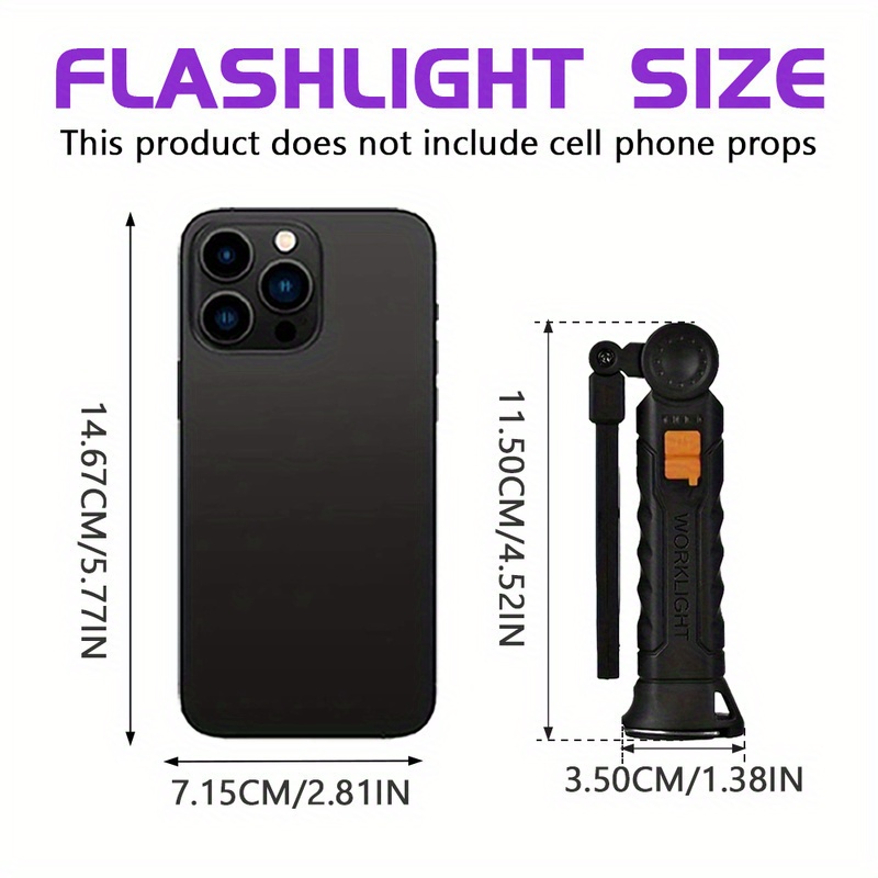  1pc Portable Multifunctional Adjustable Angle LED UV Flashlight – USB Rechargeable 395nm UV Lamp for Leak Detection