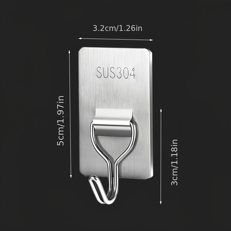  10pcs Seamless Adhesive Hooks – Nail-Free, Traceless, Multi-Functional Wall Hooks for Tile and Smooth Surfaces, Metal, Contemporary Style