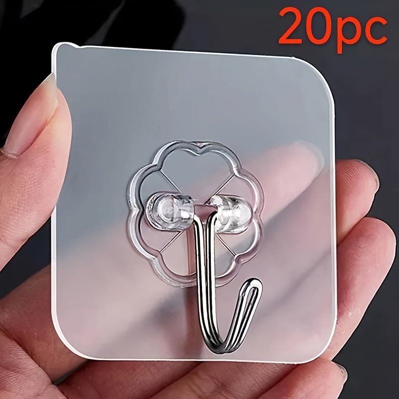 20pcs Durable Stainless Steel Transparent Adhesive Hooks