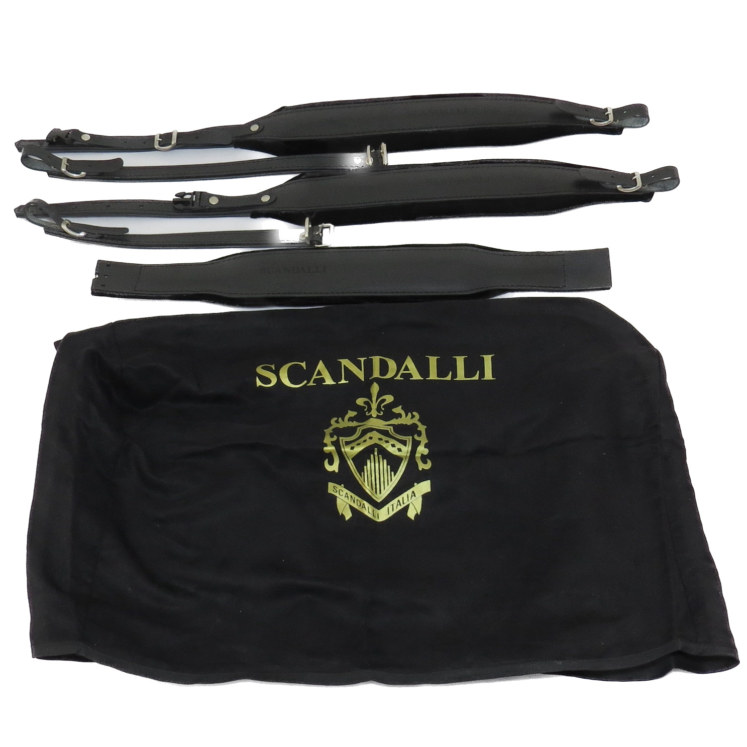 Kit Scandalli - Alças em Couro e veludo  + Capa para poeira personalizada