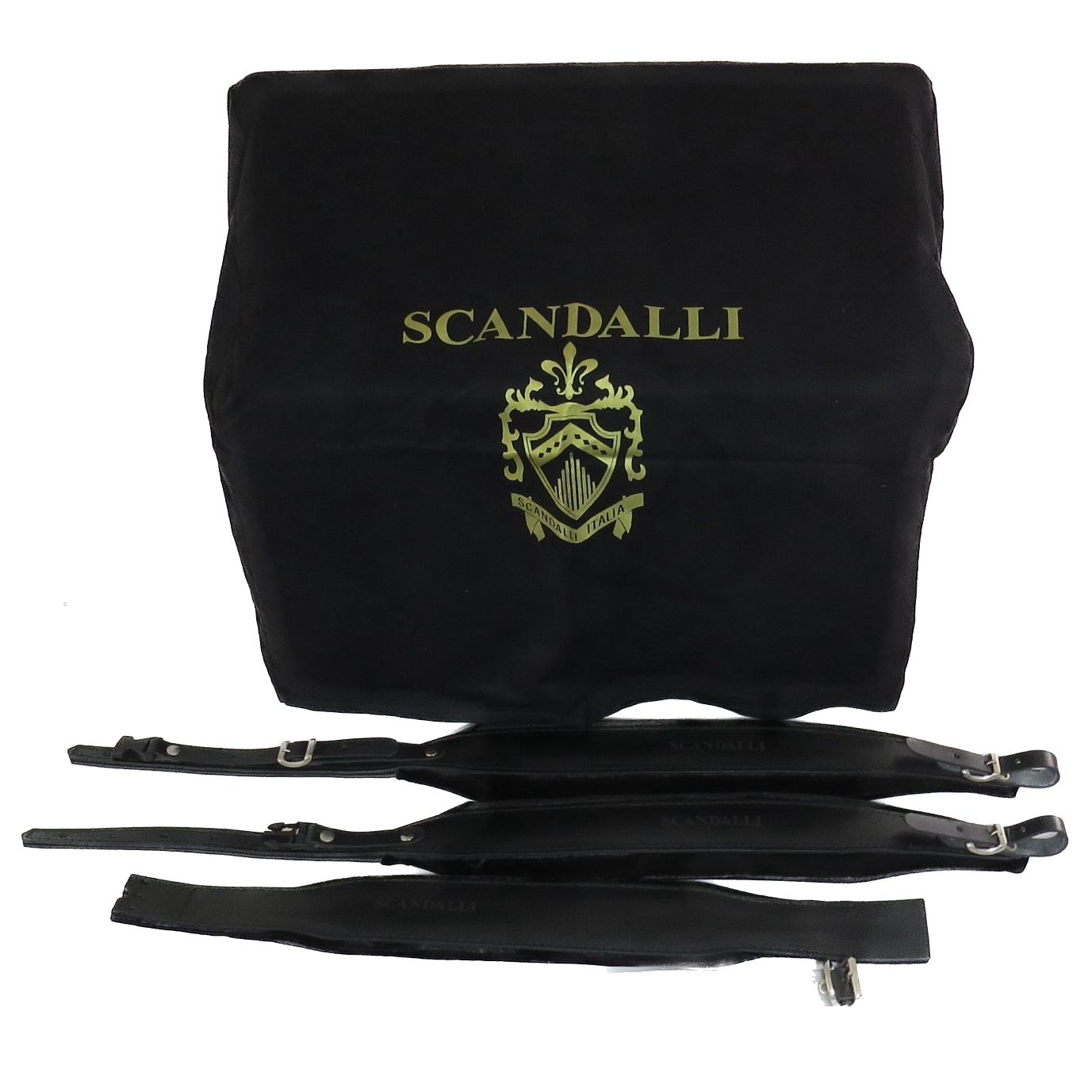 Kit Scandalli - Alças em Couro e veludo  + Capa para poeira personalizada