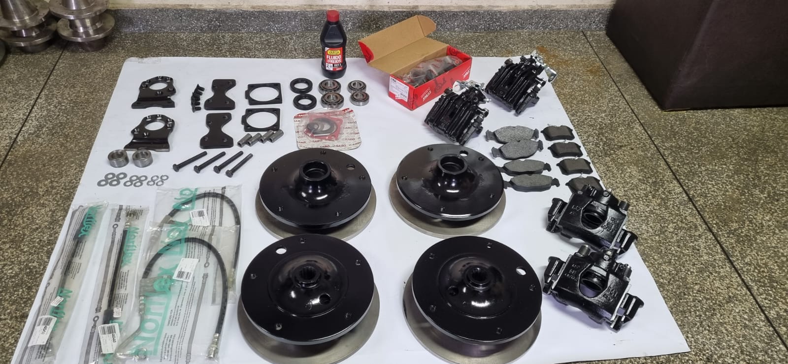 KIT FREIO A DISCO TRASEIRO PARA FUSCA E DERIVADOS.