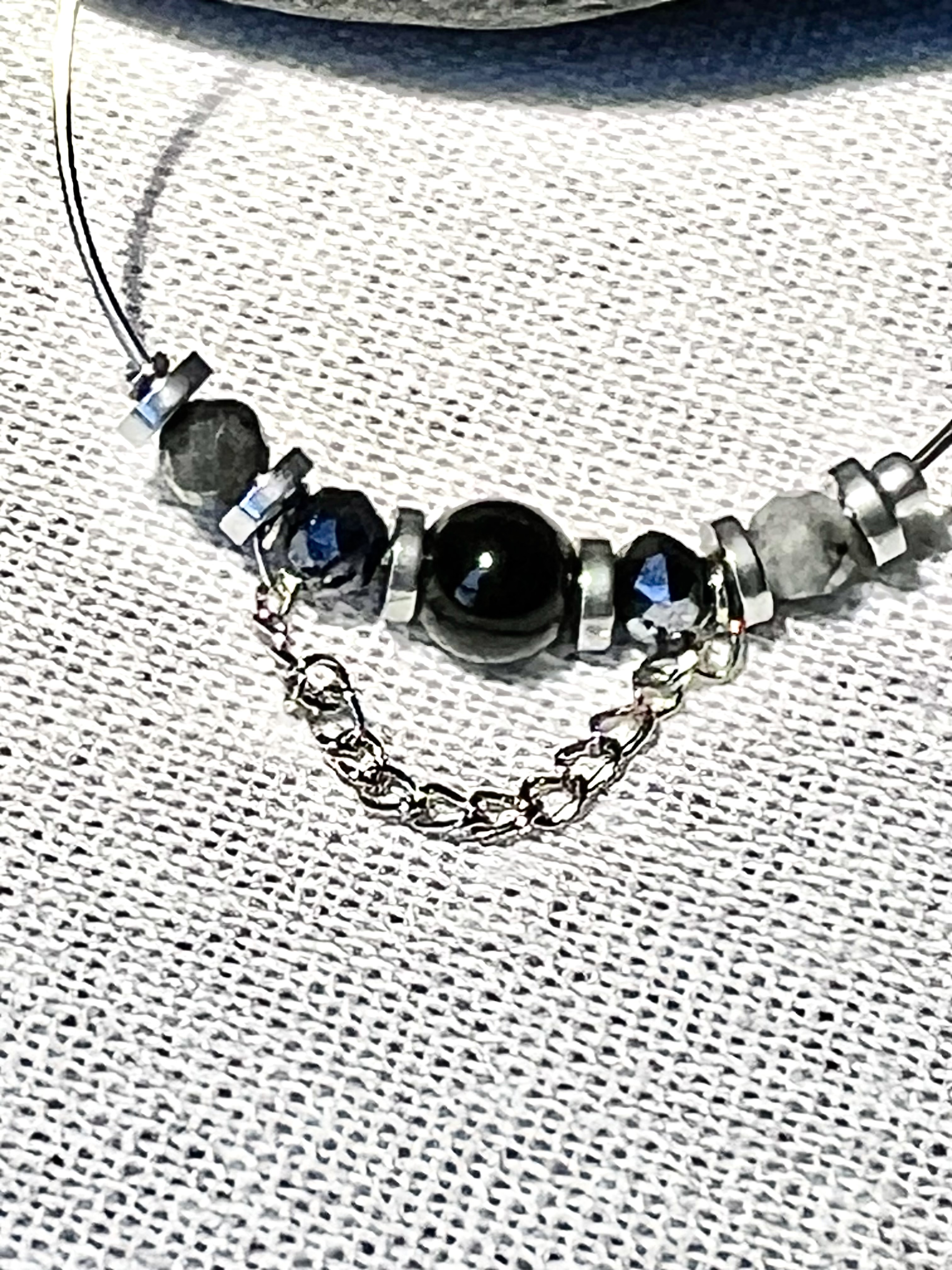 Créoles BLACK REBEL obsidienne, labradorite,cristal