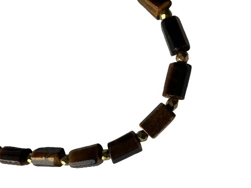 Collier TUBE TIGER oeil de tigre, hématite