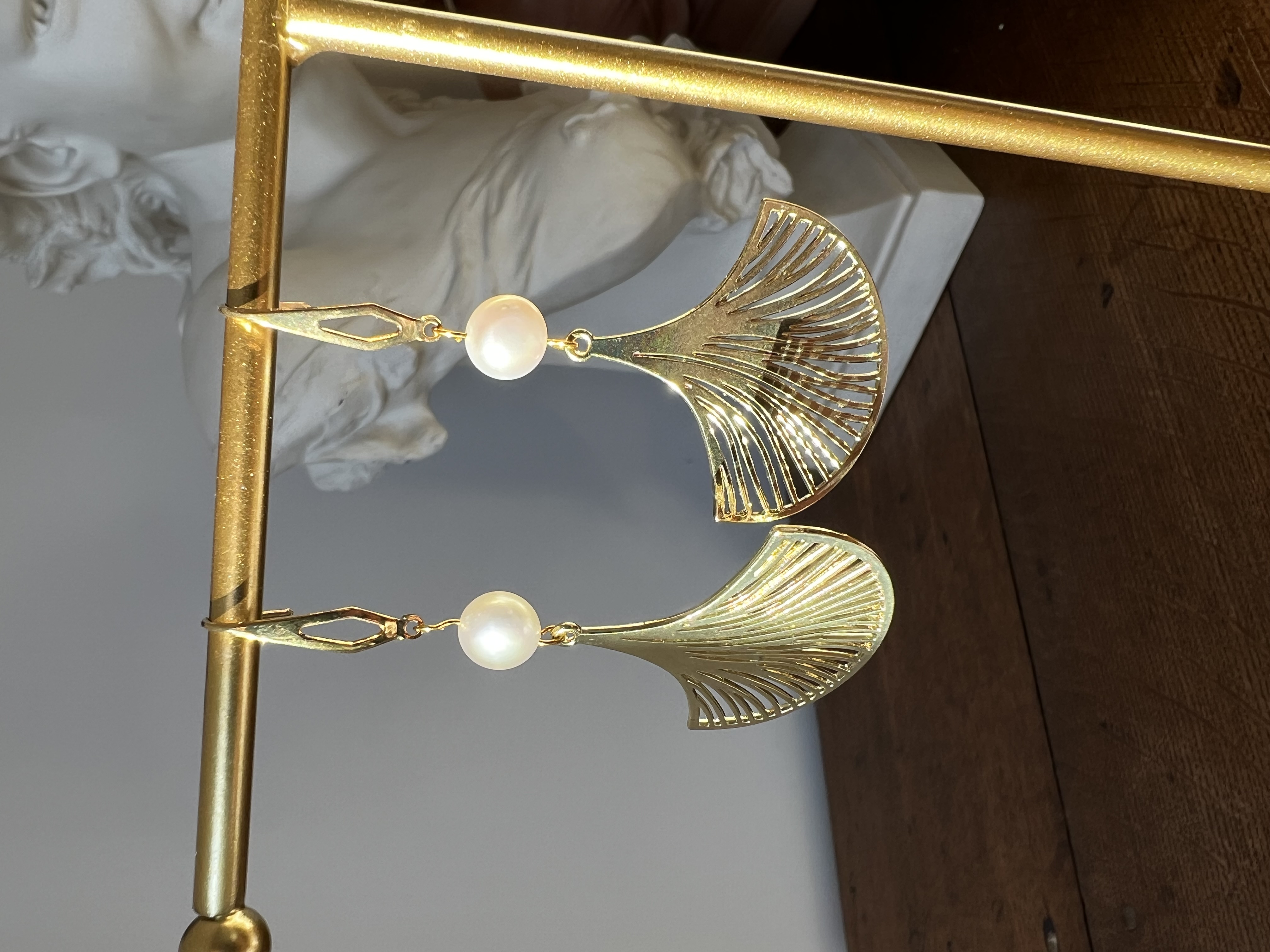 Boucles d'oreilles WHITE GINGKO  perle de culture