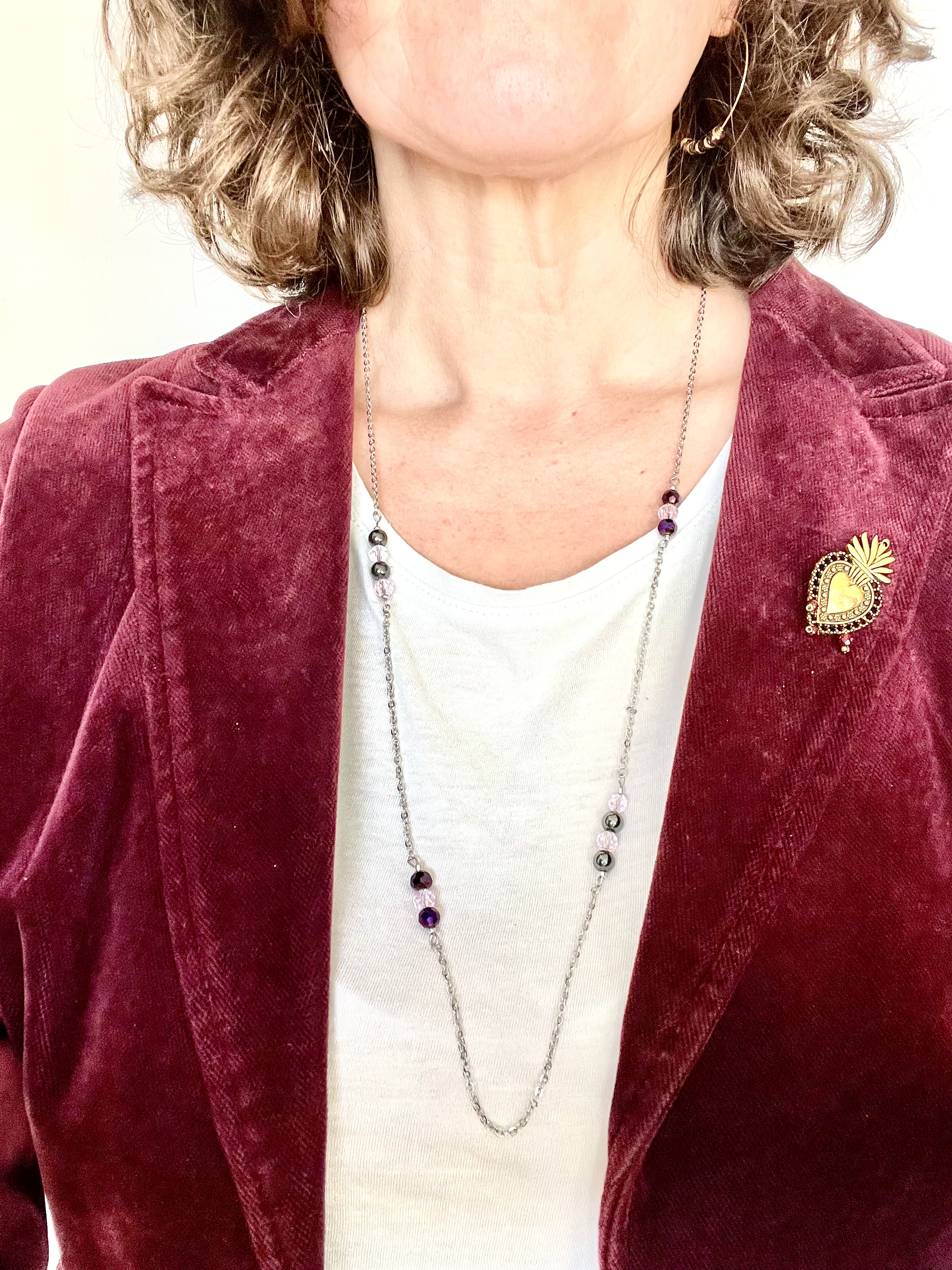 Sautoir POWDER hématite