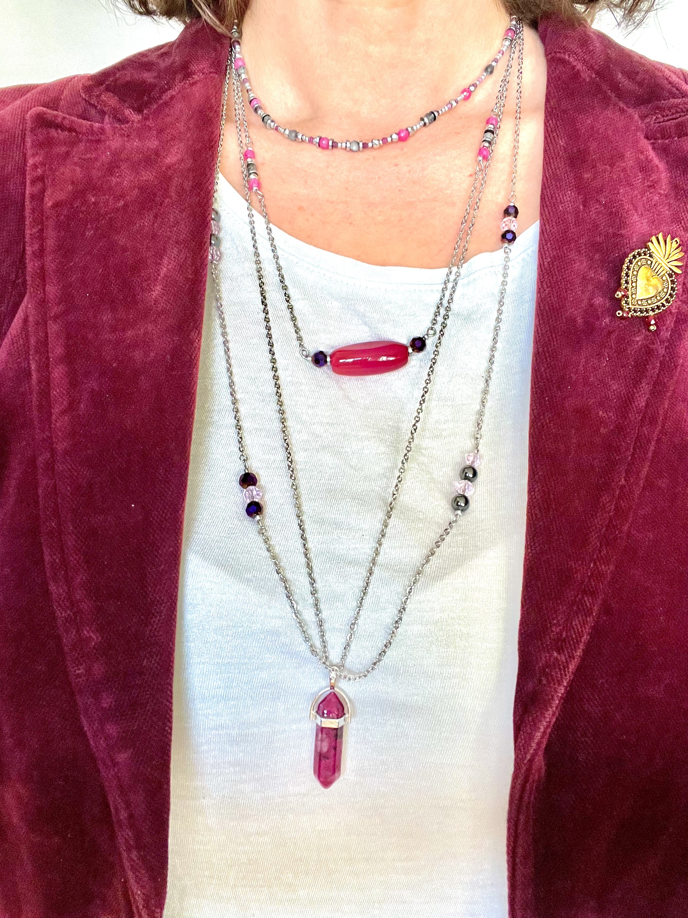 Collier FUSHIA agate