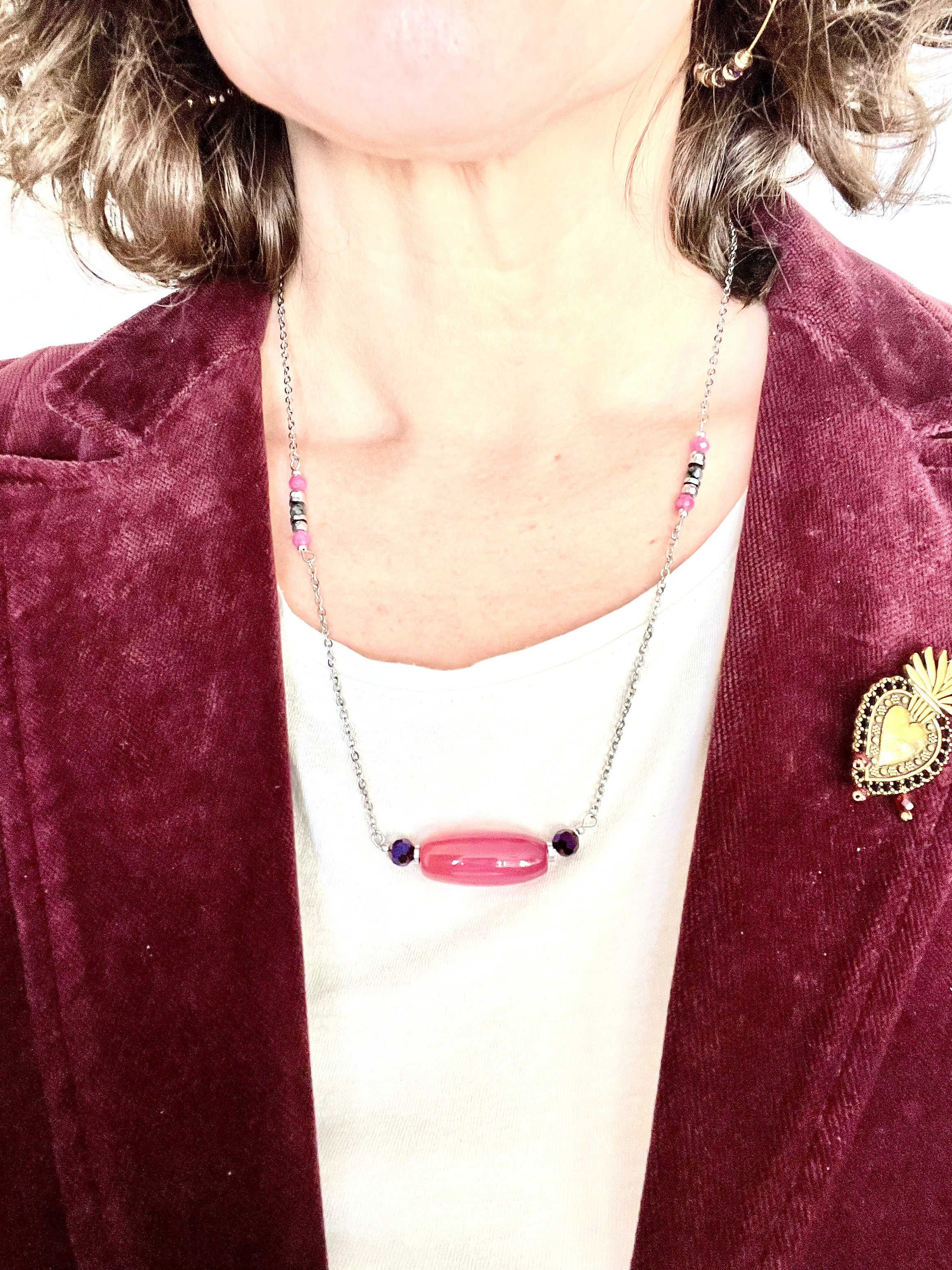 Collier FUSHIA agate