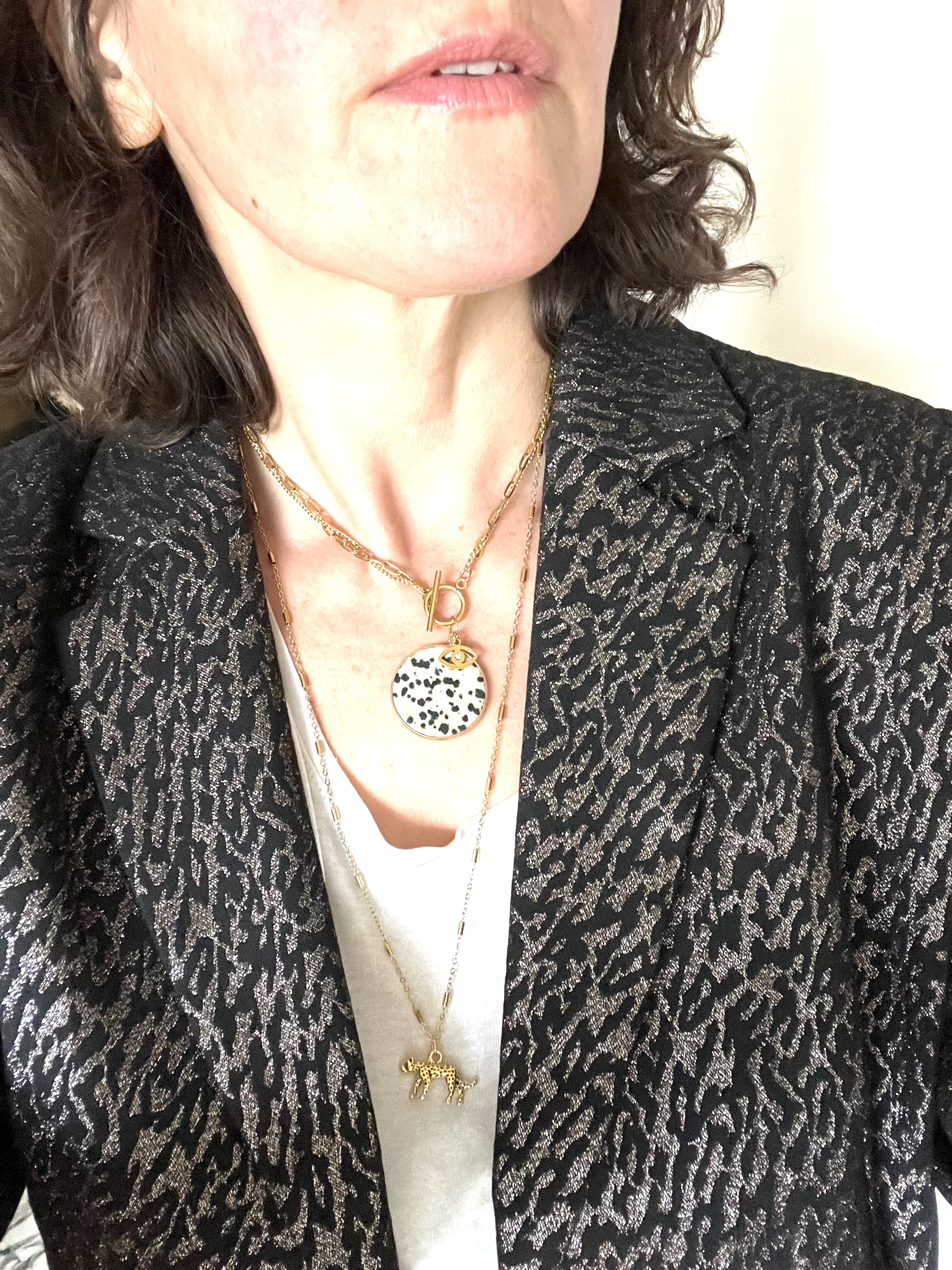 Collier BLACK and WHITE, jaspe dalmatienne