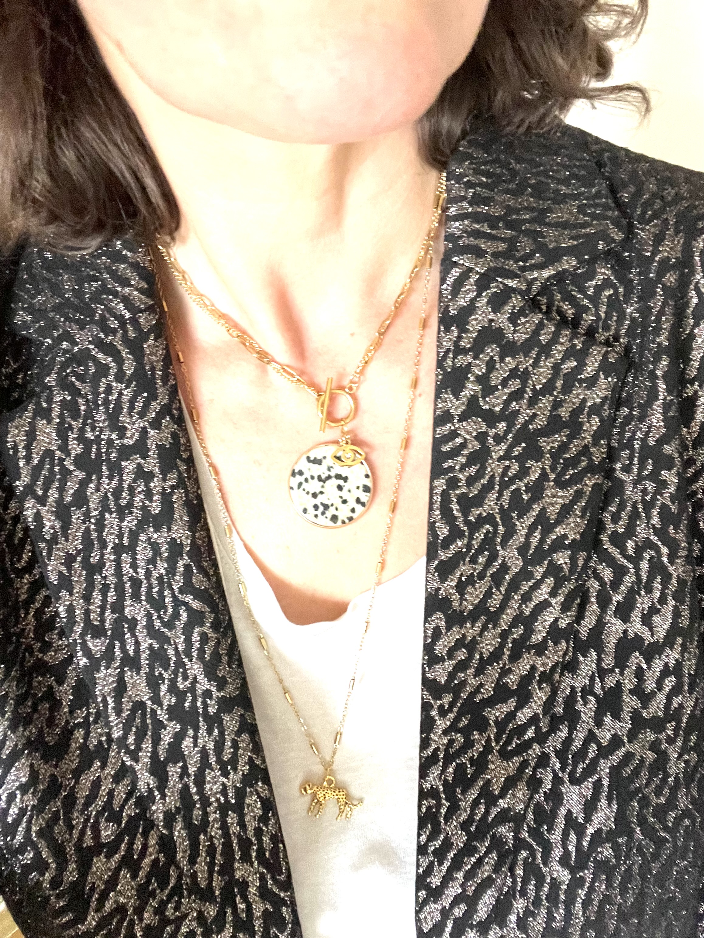 Collier BLACK and WHITE, jaspe dalmatienne