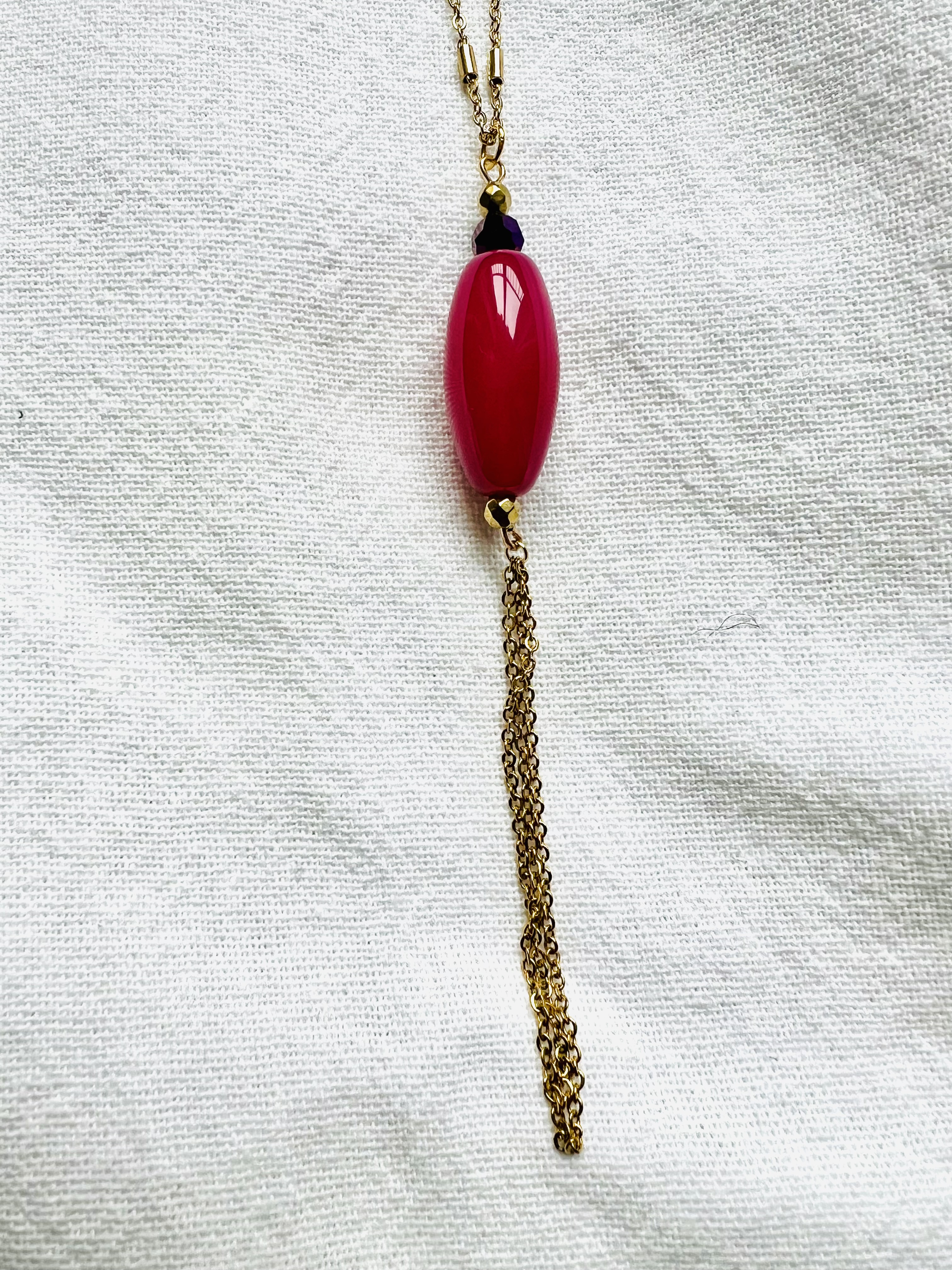 Sautoir PRIMAVERA, agate, cristal