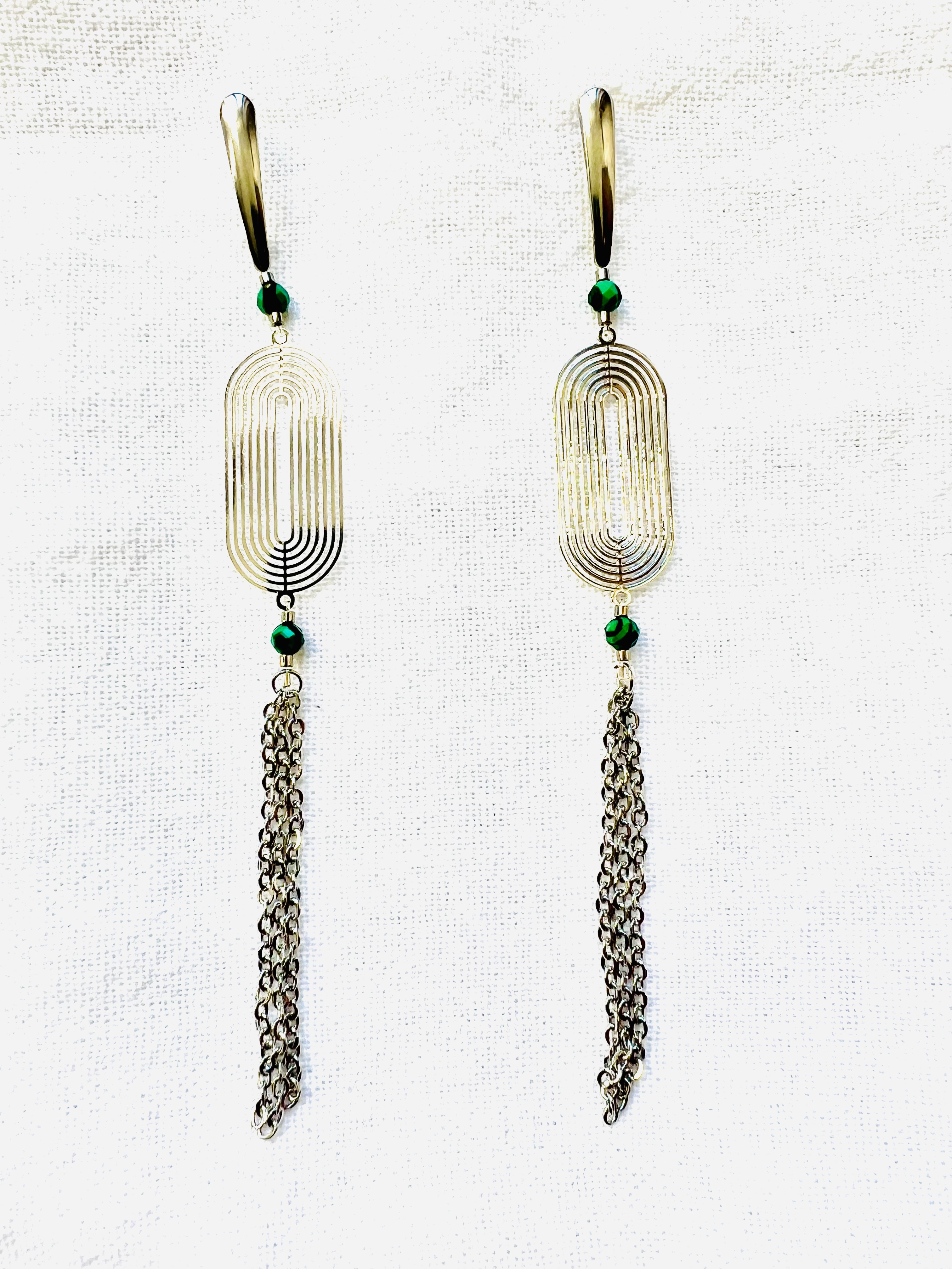 Boucles d'oreilles Brasilia, malachite