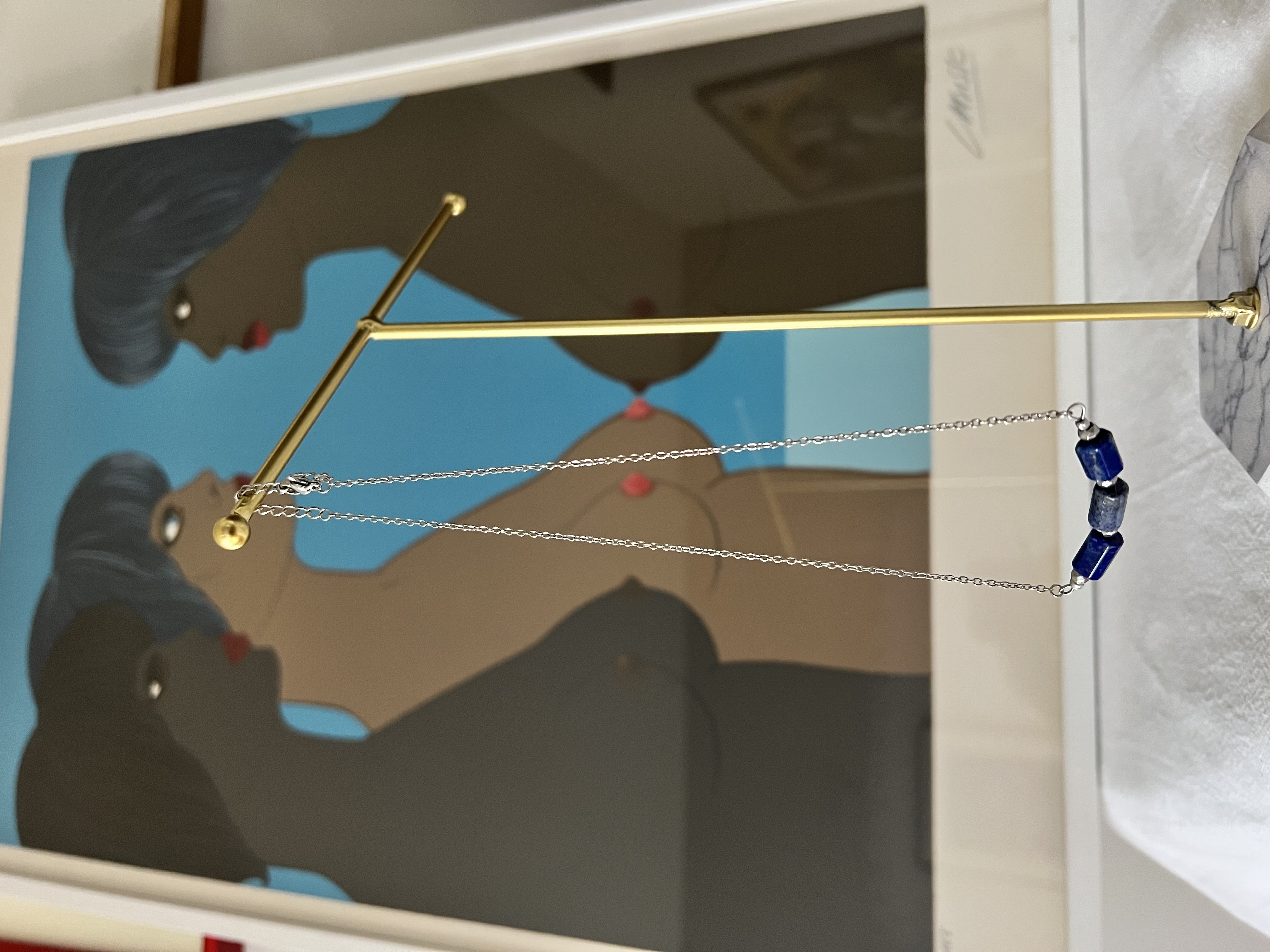 Collier Aqaba lapis lazuli, hématite argentée