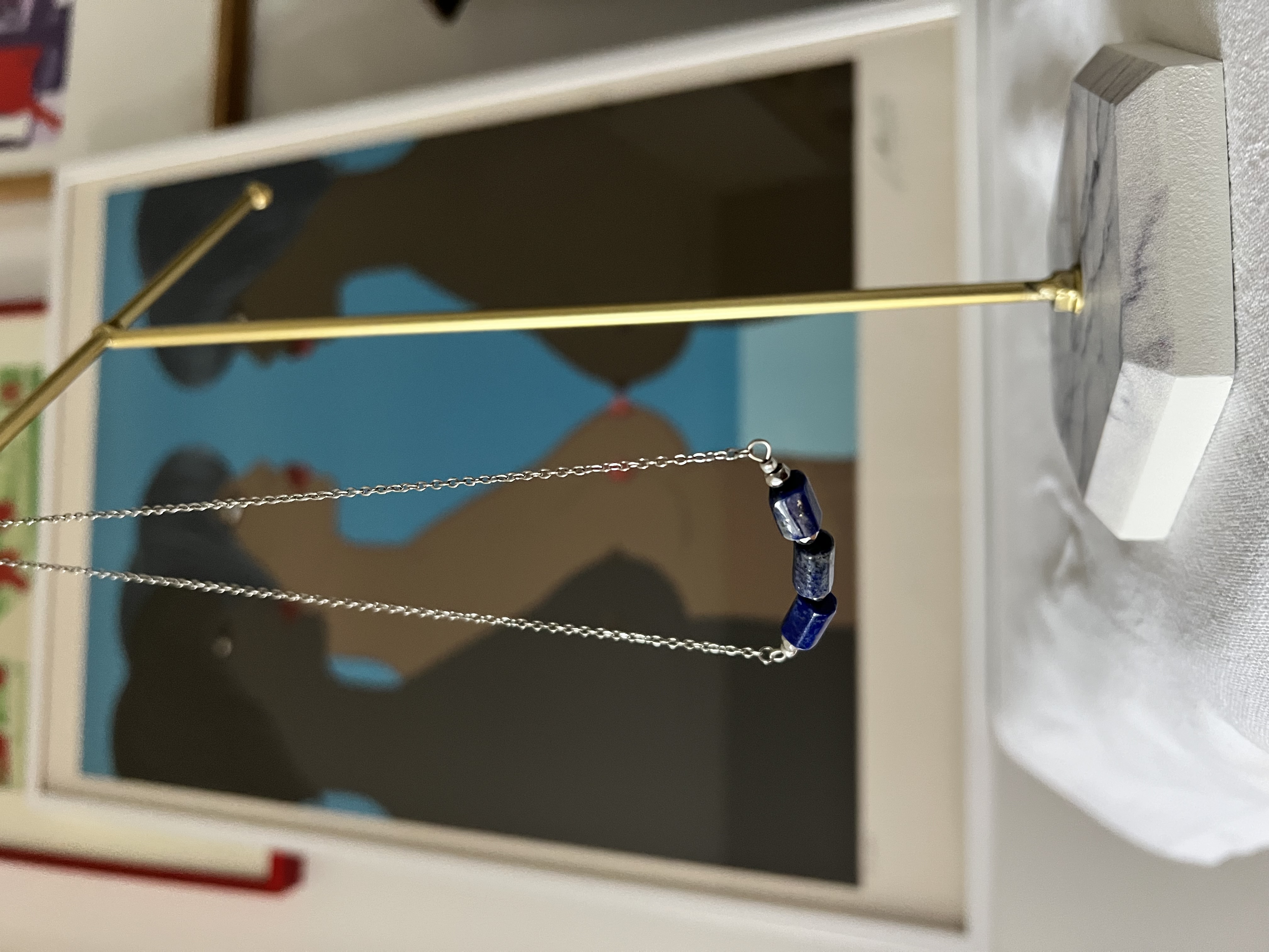 Collier NAMIBIA lapis lazuli, turquoise africaine, hématite argentée