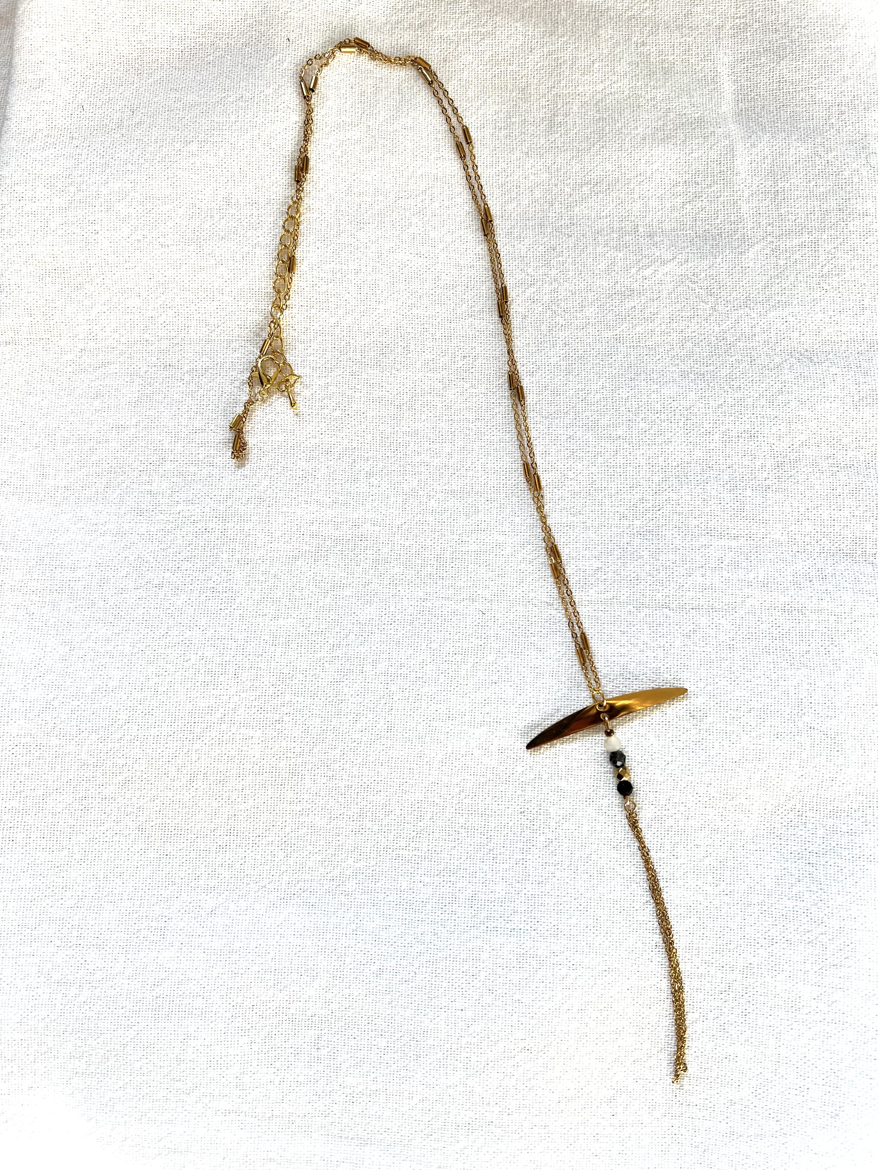 Sautoir ALA DORADA, labradorite, obsidienne