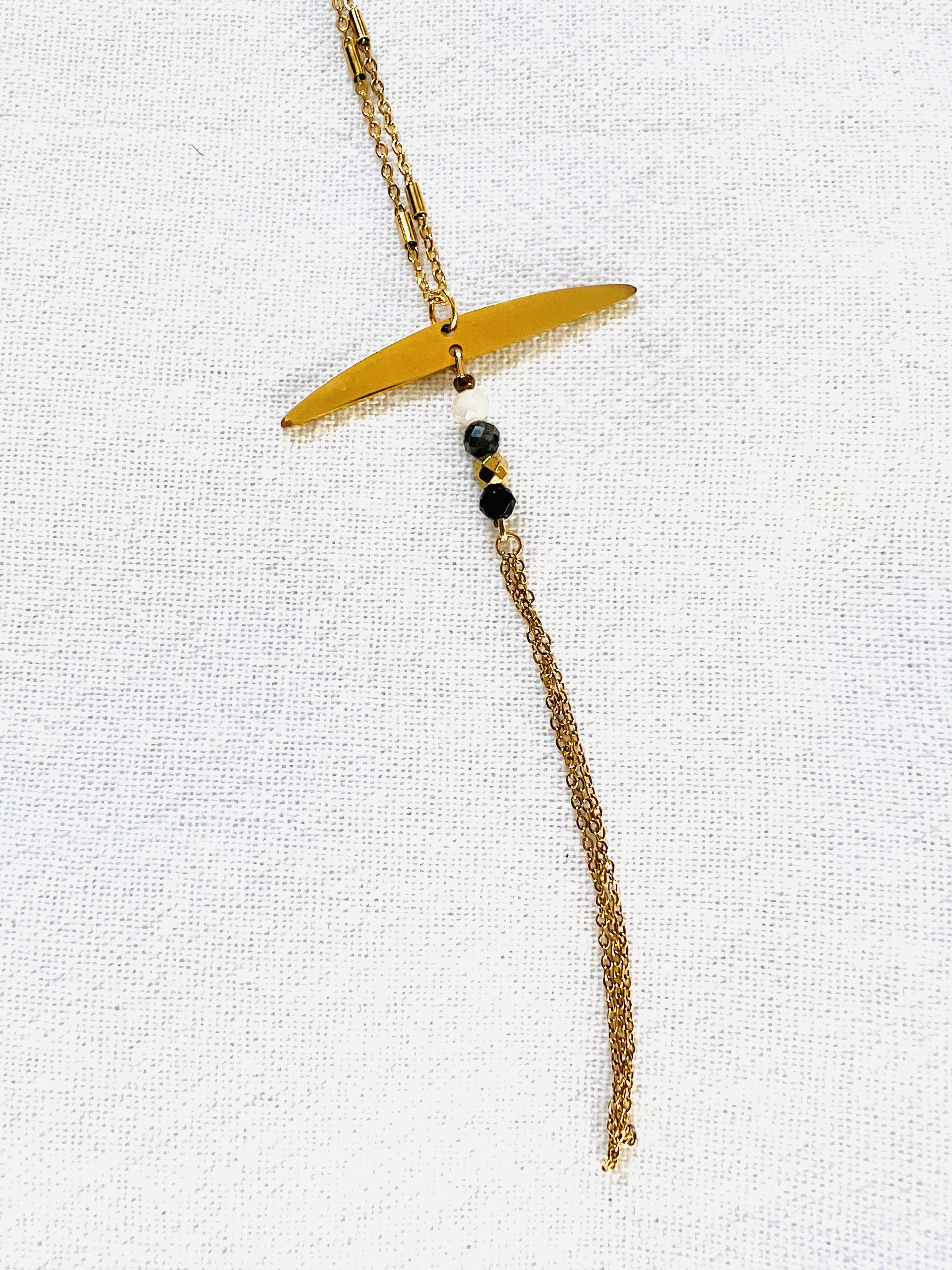 Sautoir ALA DORADA, labradorite, obsidienne