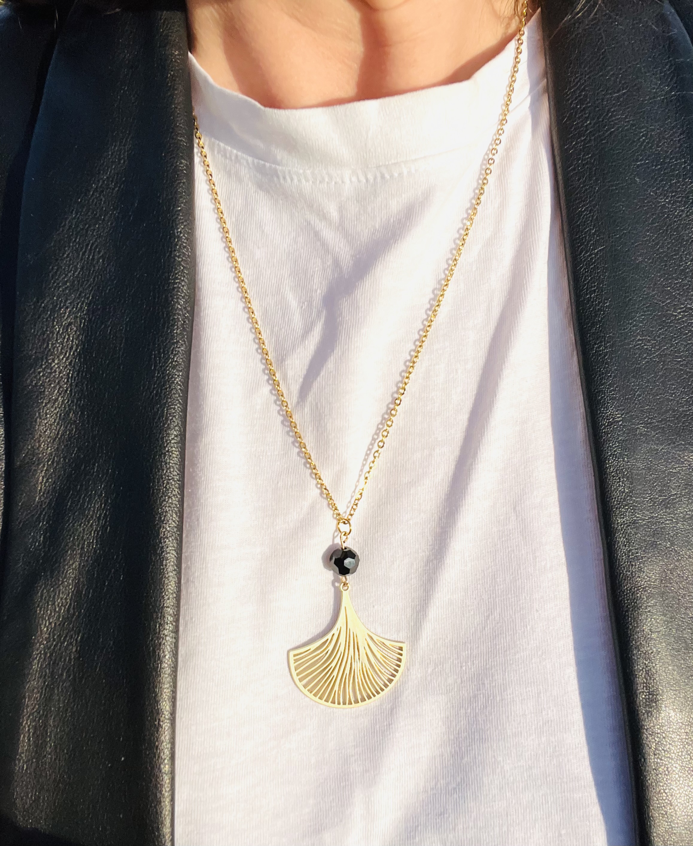 Collier BLACK GINGKO, cristal