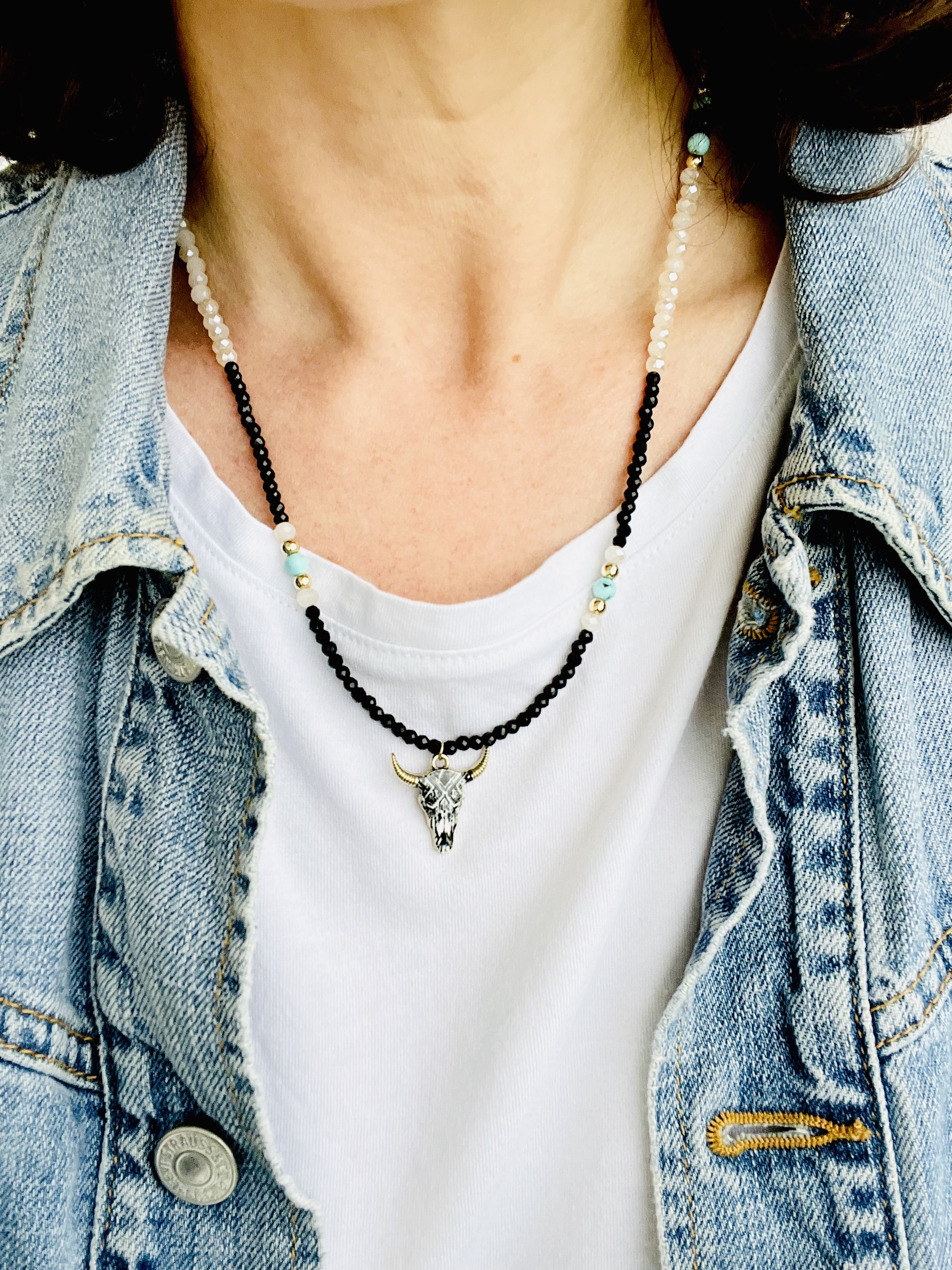 Collier STAMPEDE, spinelle, turquoise, cristal 