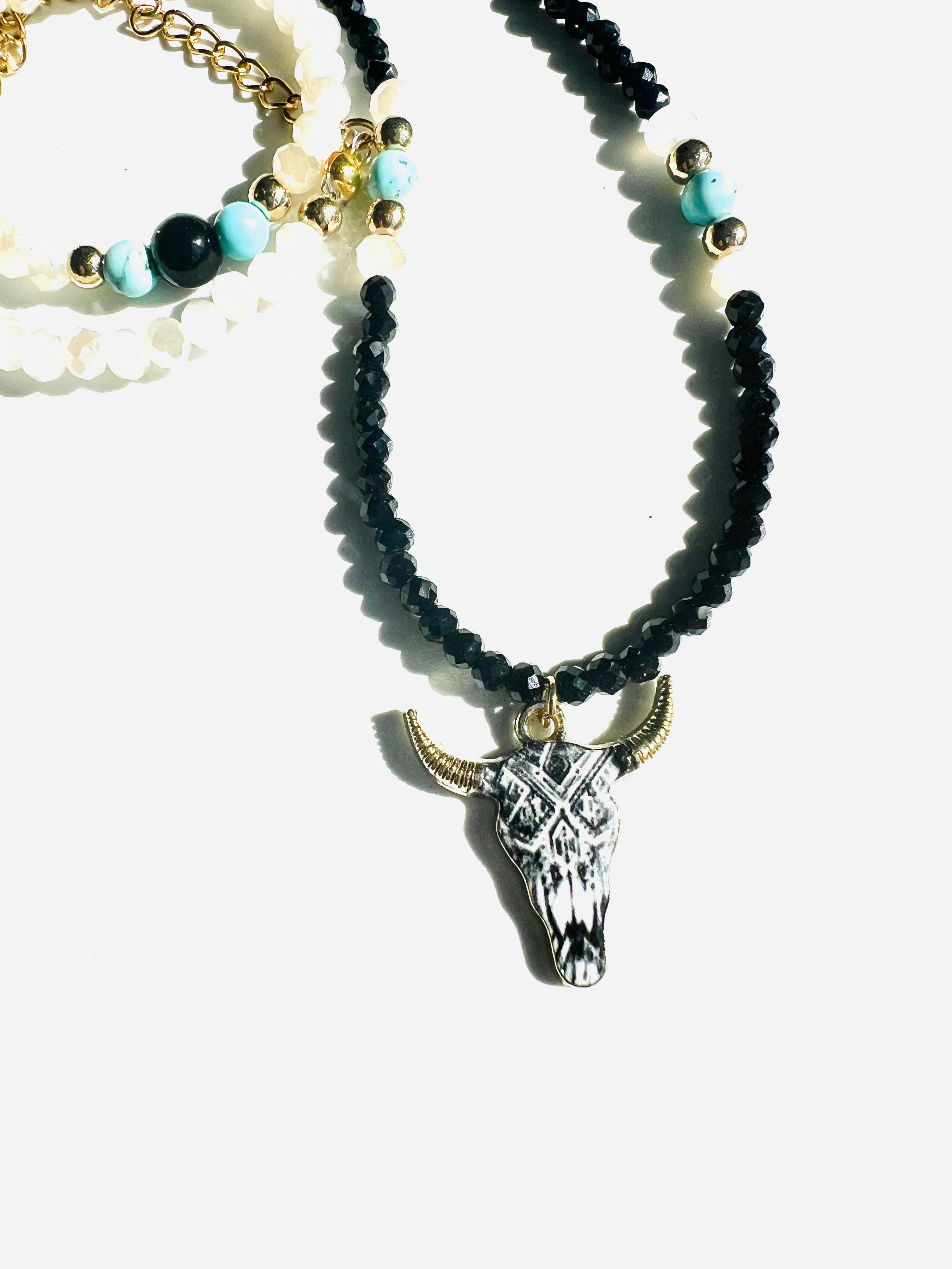 Collier STAMPEDE, spinelle, turquoise, cristal 