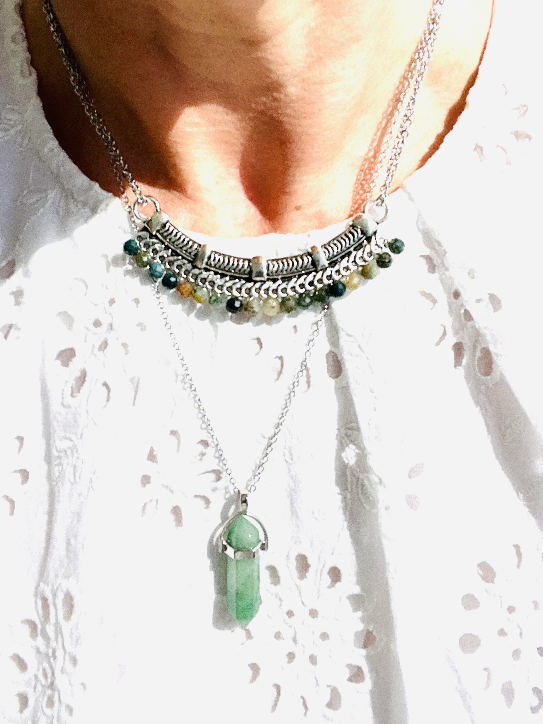 Collier ZION, agate indienne