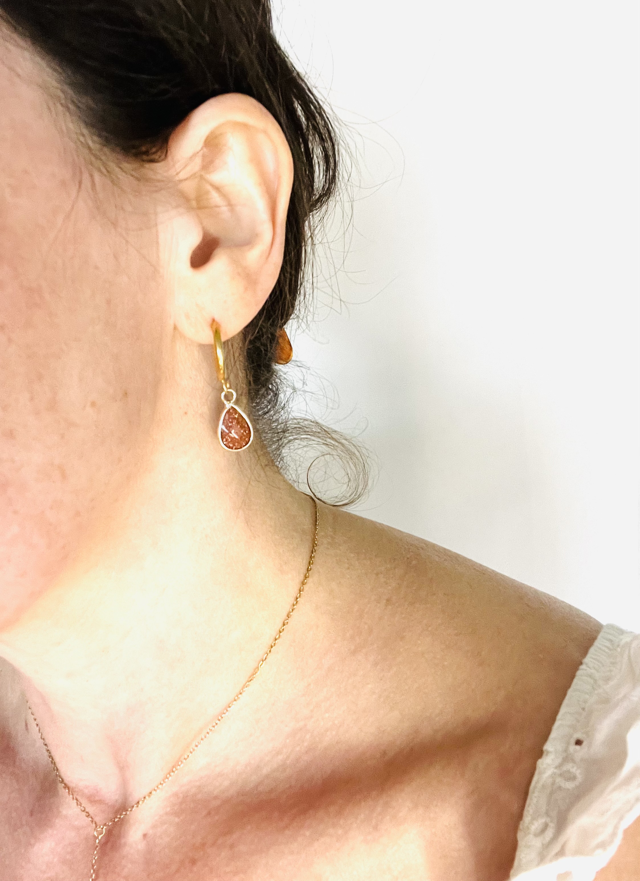 Boucles d'oreilles TEARDROP, pierres naturelles