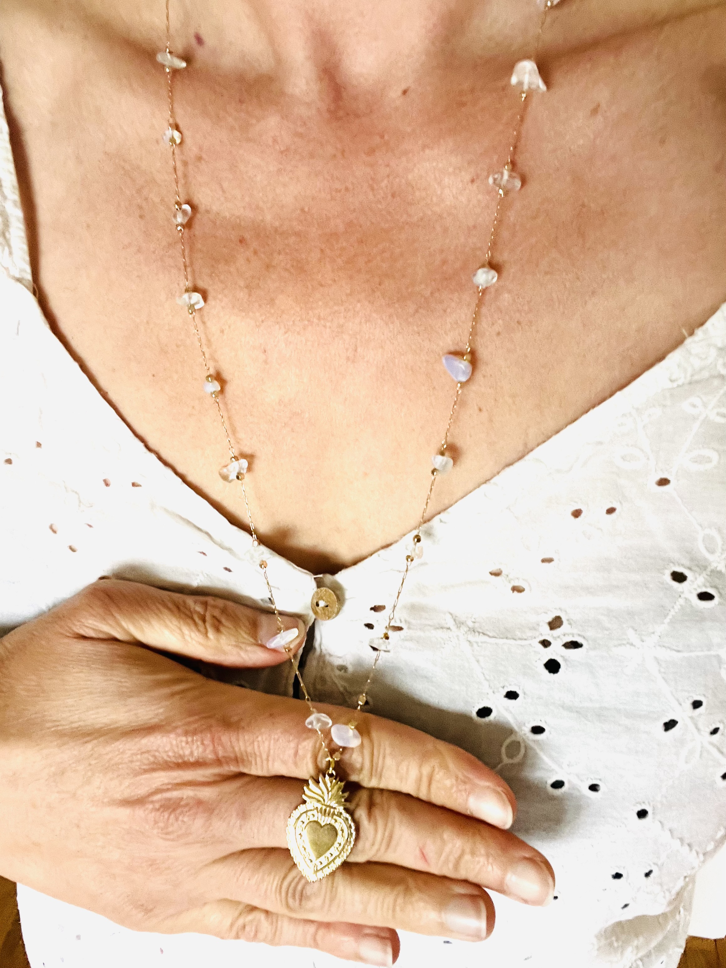 Collier HIELO, quartz blanc