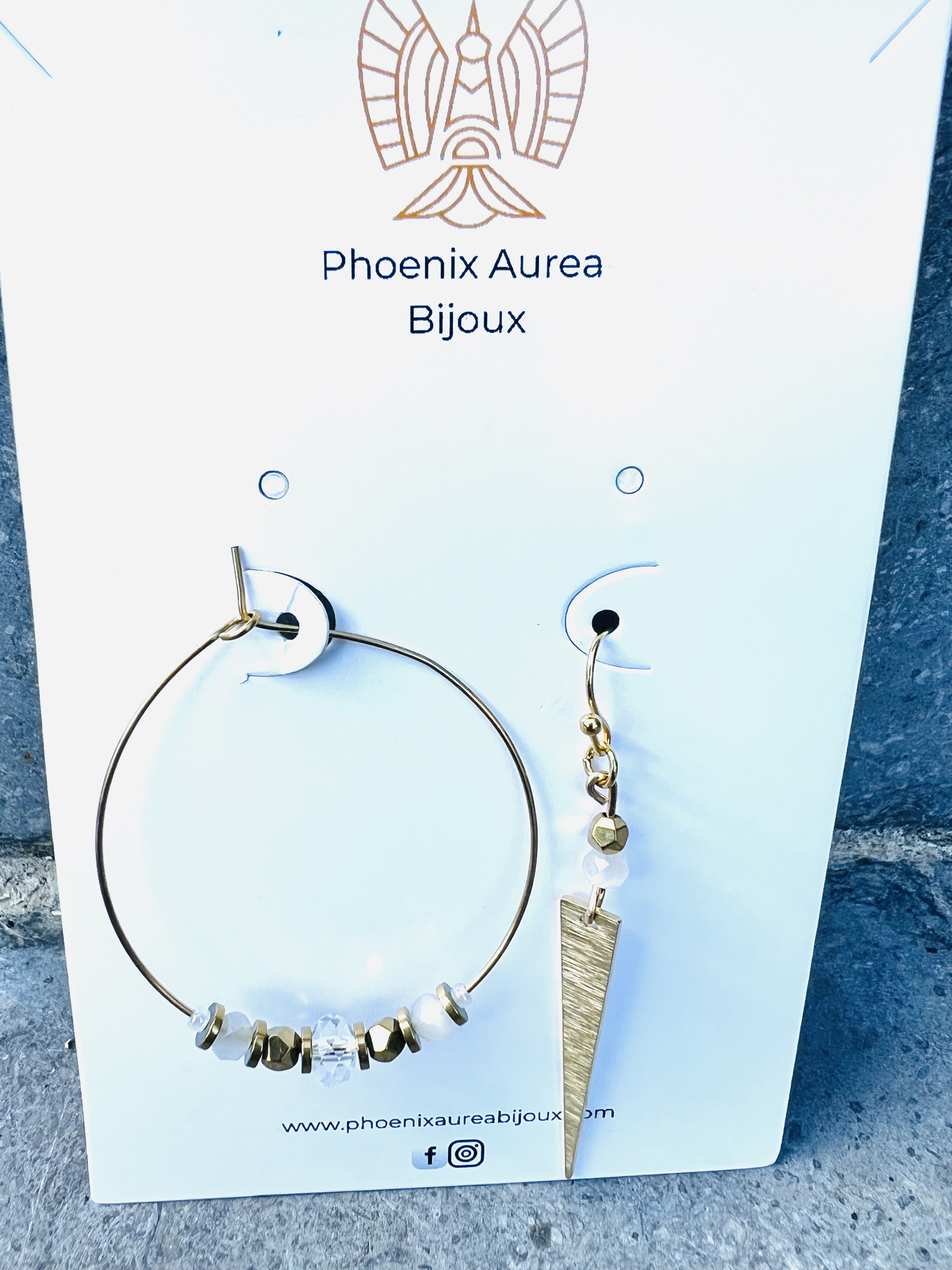 Boucles d'oreilles asymétriques ROCK AND SUN, cristal